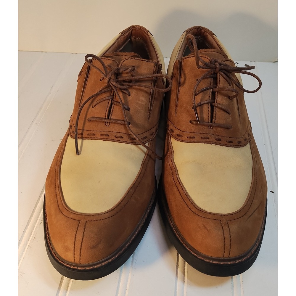 Tommy Bahama Mens Old Havana Cocoa Leather Saddle Golf Shoes 12M Two Tone Oxford